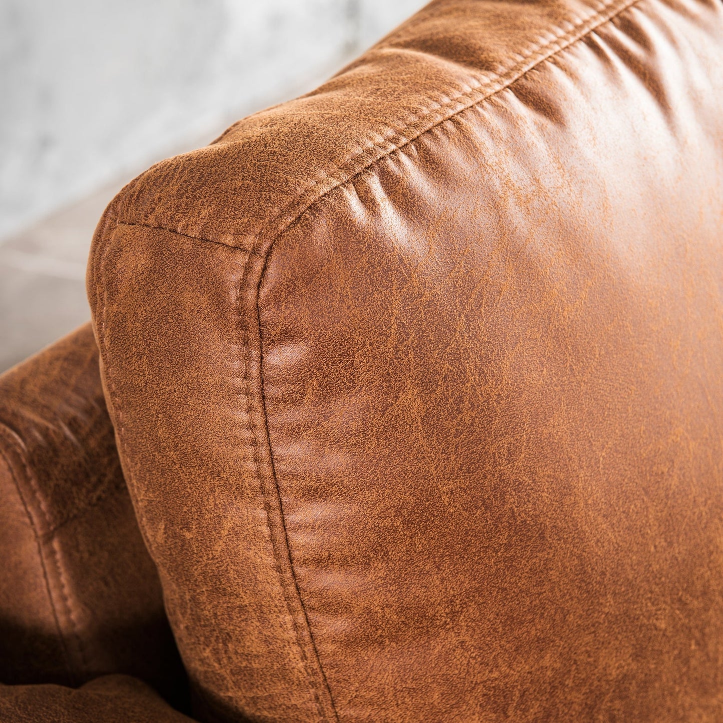 OVIOS Mid-Century Suede Reversible Chaise Sofa With Metal Legs
