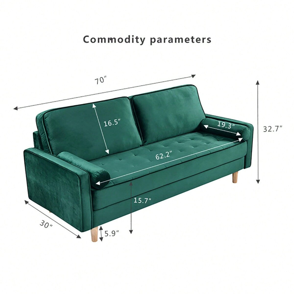 Oaks Aura Velvet Furniture Fabric Loveseat, Multicolor Choice Simple Small House Sofa, Straight Row American Retro Fabric Couch