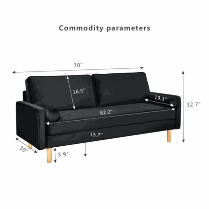 Oaks Aura Velvet Furniture Fabric Loveseat, Multicolor Choice Simple Small House Sofa, Straight Row American Retro Fabric Couch