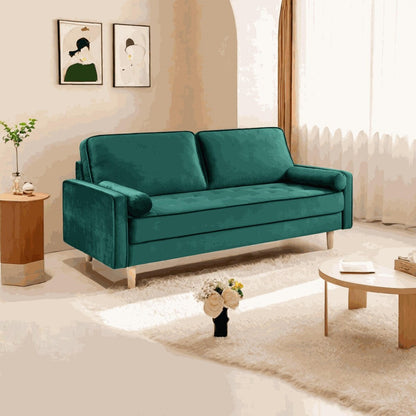 Oaks Aura Velvet Furniture Fabric Loveseat, Multicolor Choice Simple Small House Sofa, Straight Row American Retro Fabric Couch