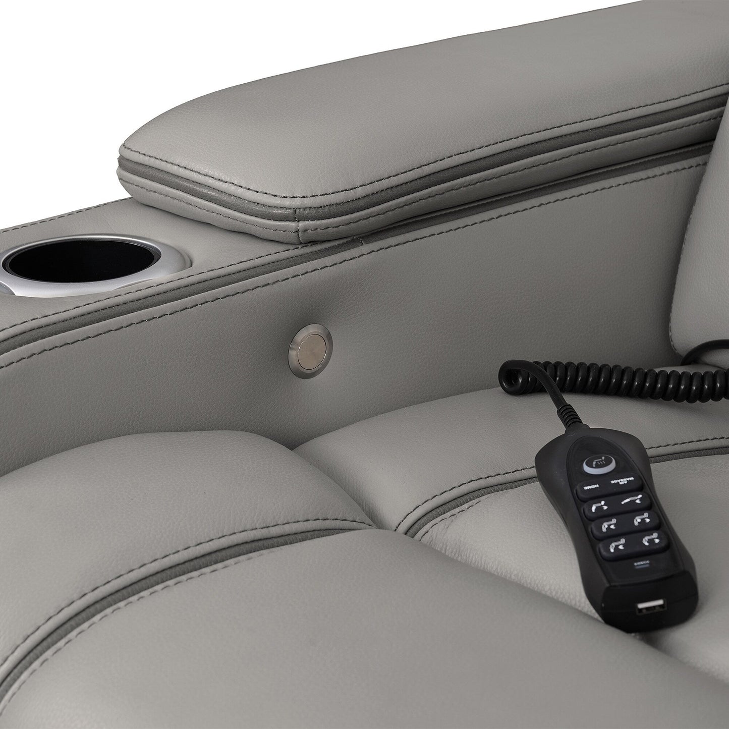 Octavia Silver and Gray Leather Zero Gravity Power Recliner with Heat and Massage