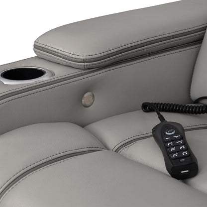 Octavia Silver and Gray Leather Zero Gravity Power Recliner with Heat and Massage
