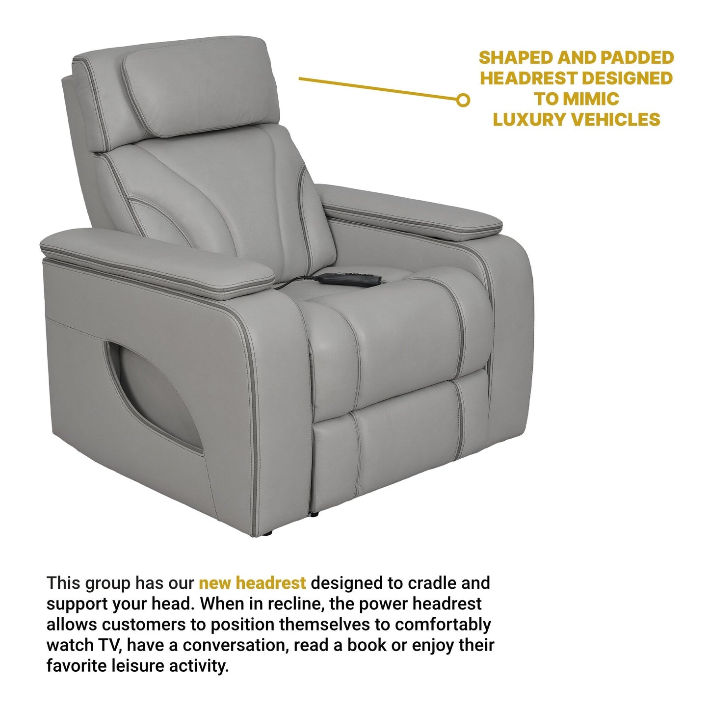 Octavia Silver and Gray Leather Zero Gravity Power Recliner with Heat and Massage