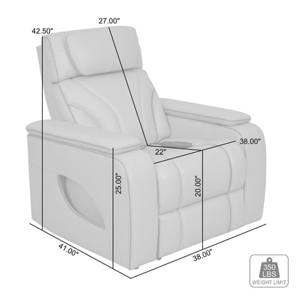 Octavia Silver and Gray Leather Zero Gravity Power Recliner with Heat and Massage