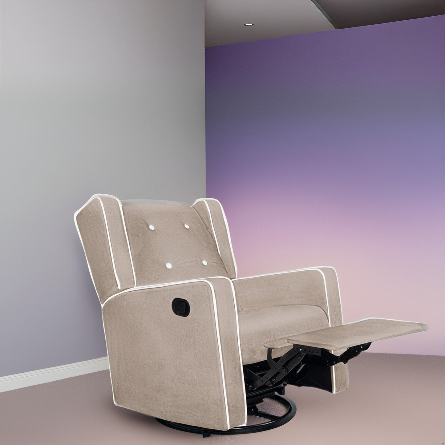 Octavia Solid Wood Microfiber Swivel Glider Rocker Recliner Chair, For Living Room, Bed Room