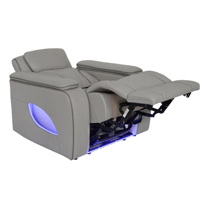 Octavia Silver and Gray Leather Zero Gravity Power Recliner with Heat and Massage