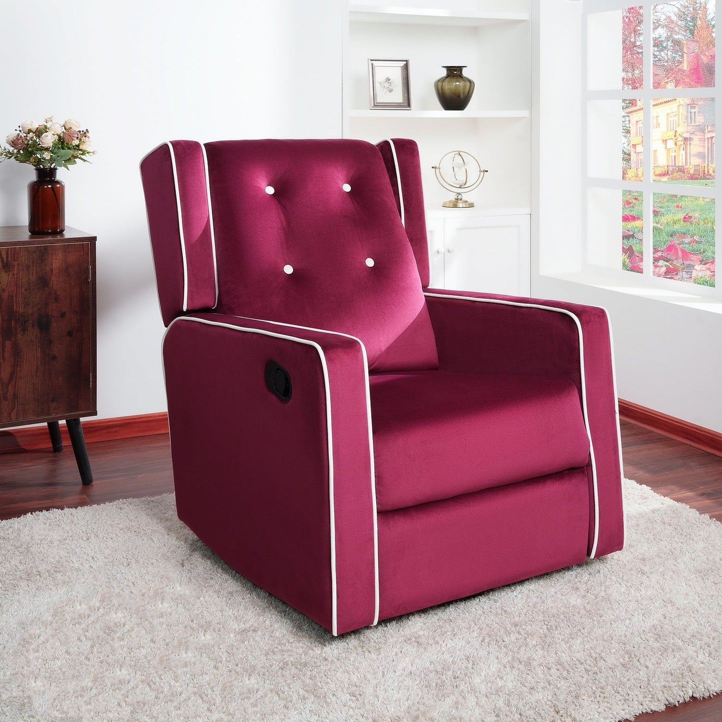 Octavia Solid Wood Microfiber Swivel Glider Rocker Recliner Chair, For Living Room, Bed Room