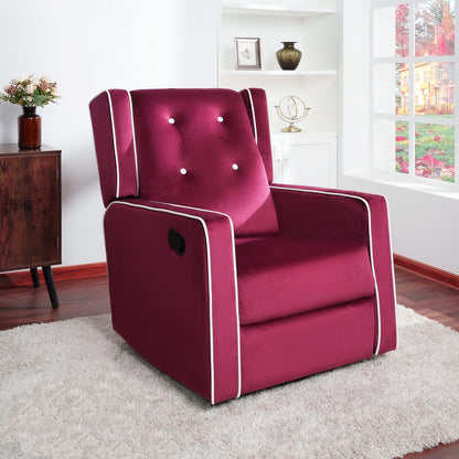 Octavia Solid Wood Microfiber Swivel Glider Rocker Recliner Chair, For Living Room, Bed Room