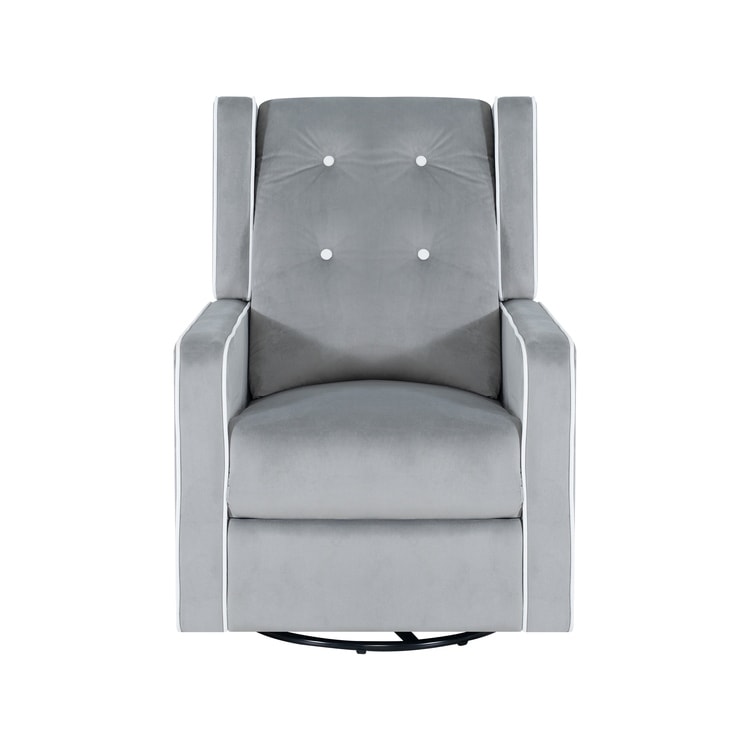 Octavia Solid Wood Microfiber Swivel Glider Rocker Recliner Chair, For Living Room, Bed Room