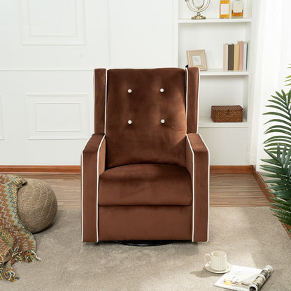 Octavia Solid Wood Microfiber Swivel Glider Rocker Recliner Chair, For Living Room, Bed Room