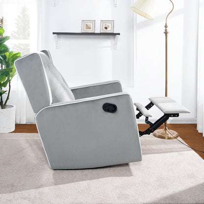 Octavia Solid Wood Microfiber Swivel Glider Rocker Recliner Chair, For Living Room, Bed Room