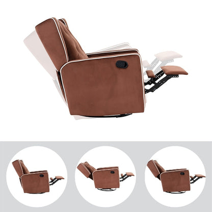 Octavia Solid Wood Microfiber Swivel Glider Rocker Recliner Chair, For Living Room, Bed Room