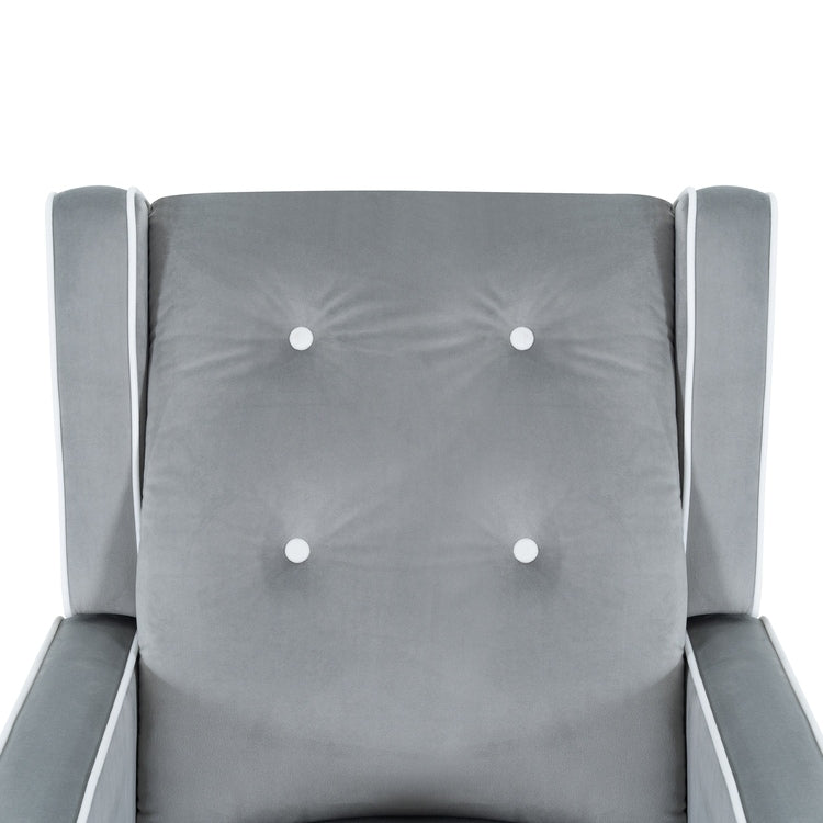 Octavia Solid Wood Microfiber Swivel Glider Rocker Recliner Chair, For Living Room, Bed Room