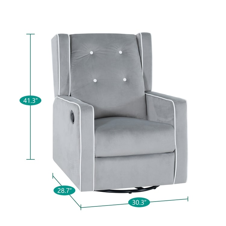 Octavia Solid Wood Microfiber Swivel Glider Rocker Recliner Chair, For Living Room, Bed Room