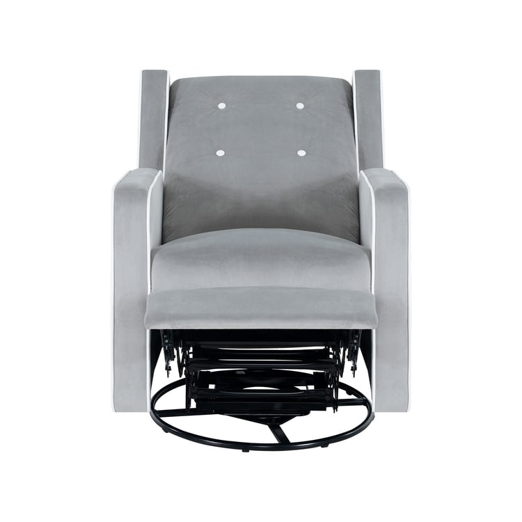 Octavia Solid Wood Microfiber Swivel Glider Rocker Recliner Chair, For Living Room, Bed Room