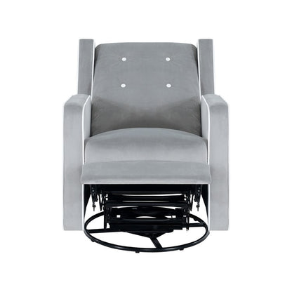 Octavia Solid Wood Microfiber Swivel Glider Rocker Recliner Chair, For Living Room, Bed Room
