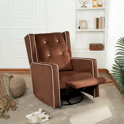 Octavia Solid Wood Microfiber Swivel Glider Rocker Recliner Chair, For Living Room, Bed Room
