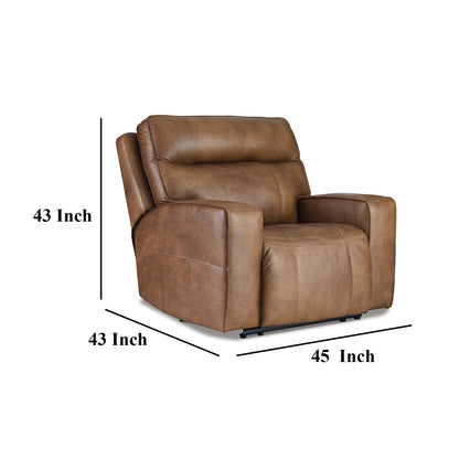 Okah Power Recliner Chair, Caramel Brown Top Grain Leather, Adjustable