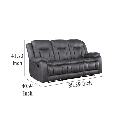 Olaf Dual Manual Recliner Sofa, Dark Gray Faux Leather 88 Inch