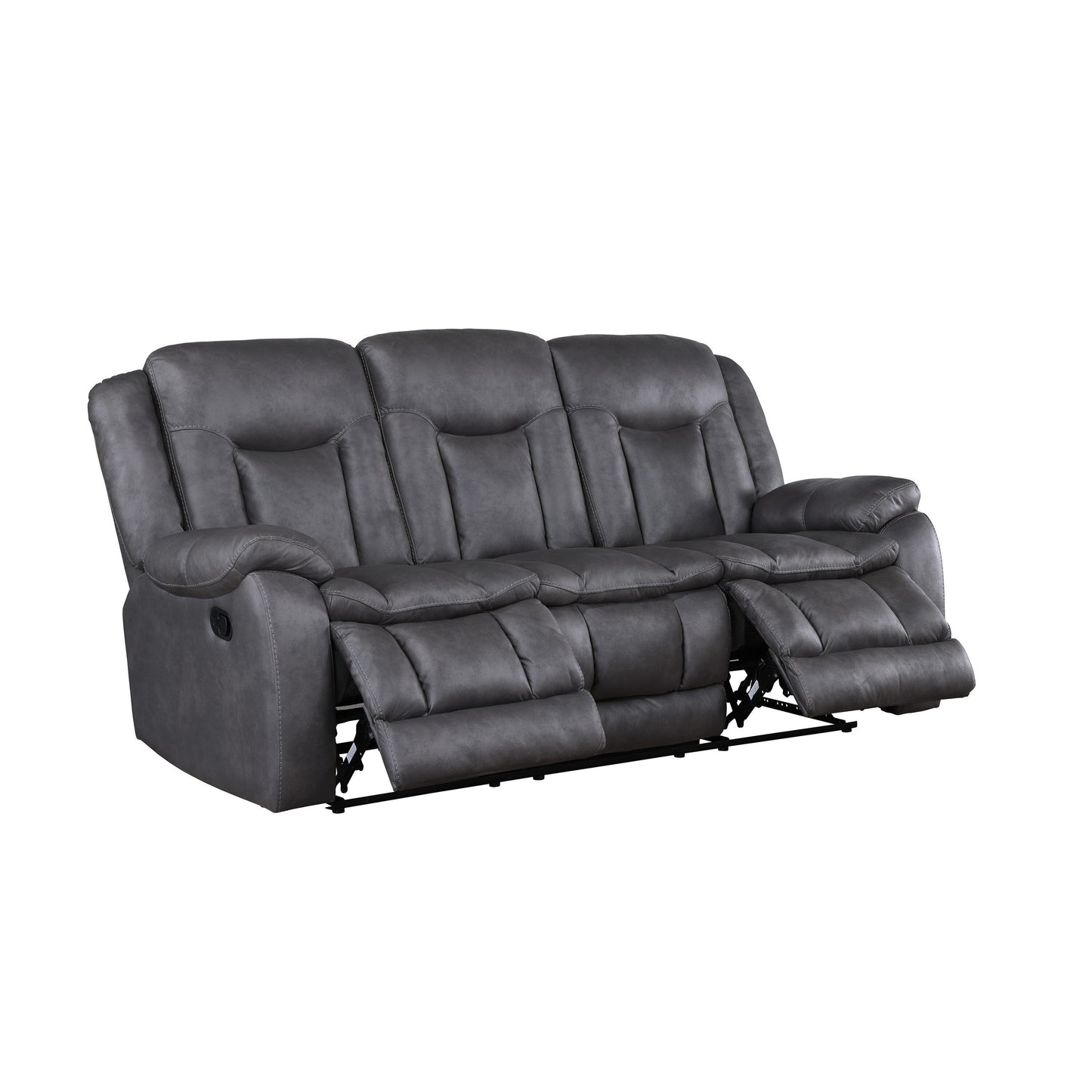 Olaf Dual Manual Recliner Sofa, Dark Gray Faux Leather 88 Inch
