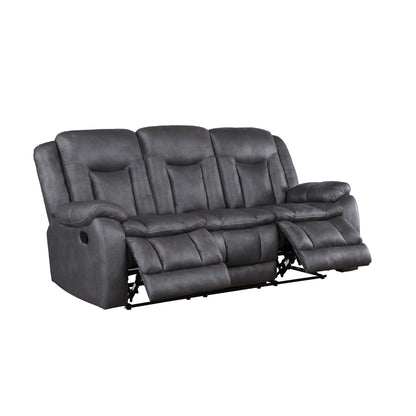 Olaf Dual Manual Recliner Sofa, Dark Gray Faux Leather 88 Inch