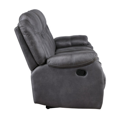Olaf Dual Manual Recliner Sofa, Dark Gray Faux Leather 88 Inch