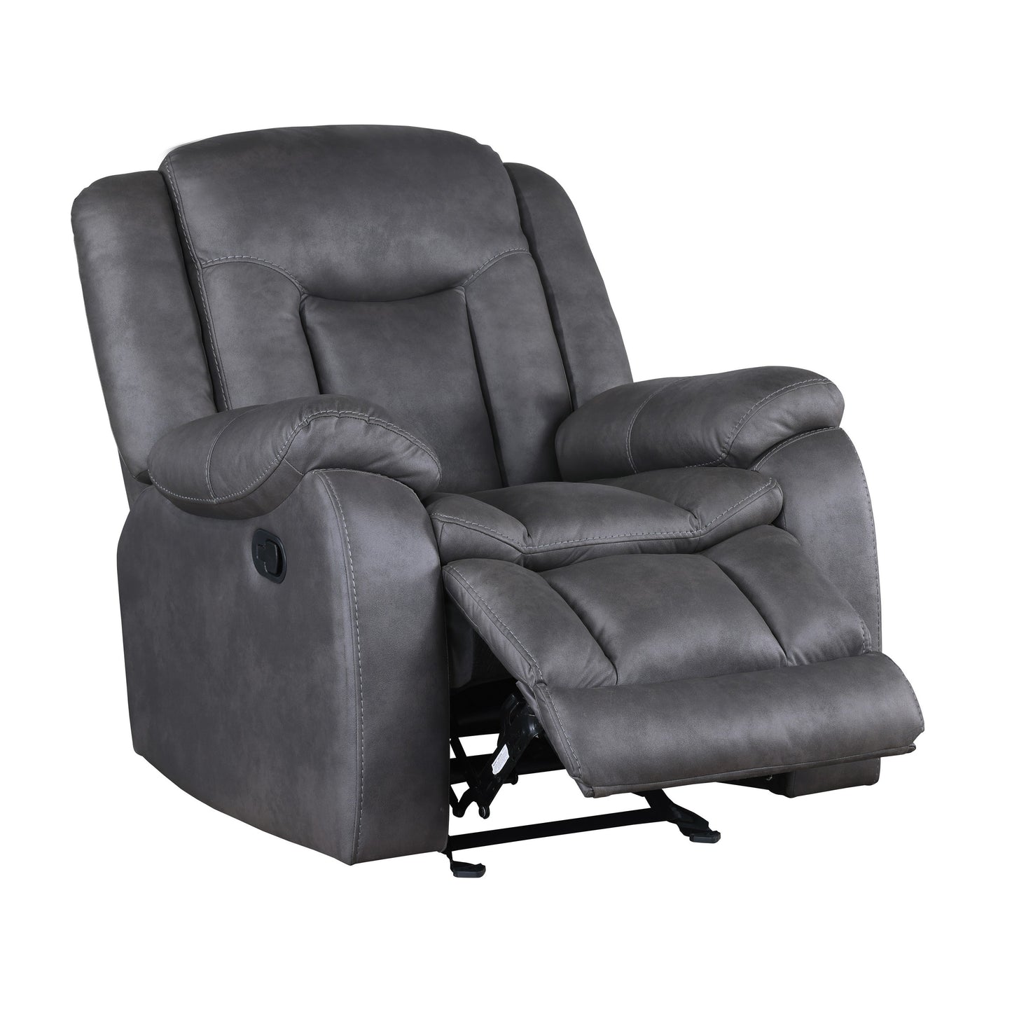 Olaf Manual Glider Recliner Chair, Plush Dark Gray Faux Leather