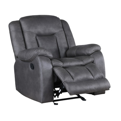Olaf Manual Glider Recliner Chair, Plush Dark Gray Faux Leather