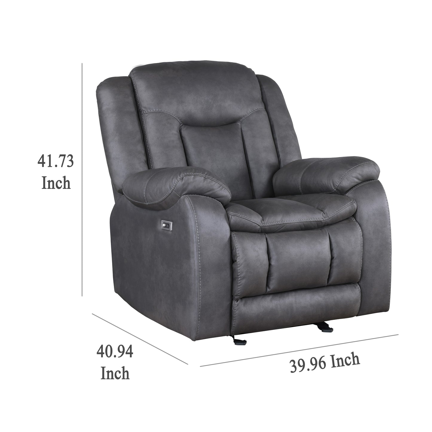 Olaf Manual Glider Recliner Chair, Plush Dark Gray Faux Leather