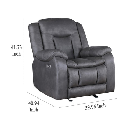 Olaf Manual Glider Recliner Chair, Plush Dark Gray Faux Leather