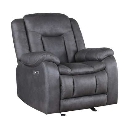 Olaf Manual Glider Recliner Chair, Plush Dark Gray Faux Leather