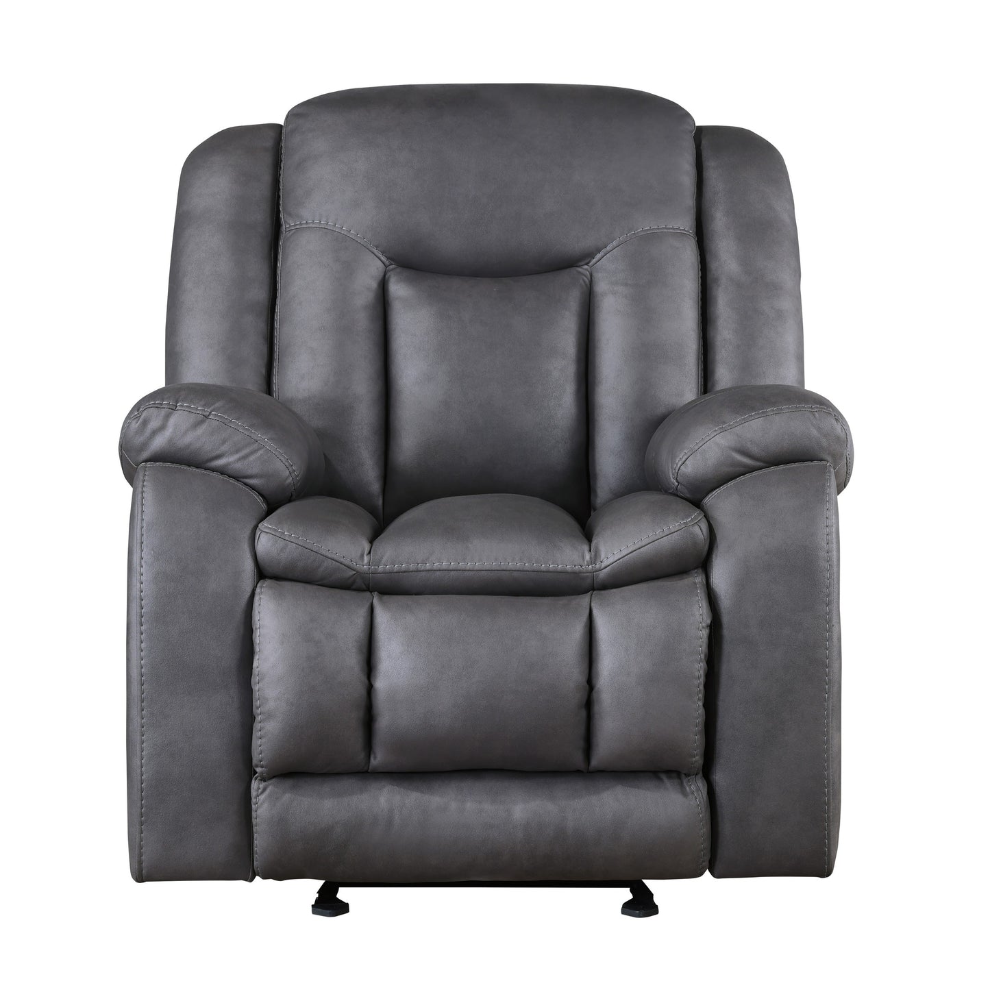 Olaf Manual Glider Recliner Chair, Plush Dark Gray Faux Leather