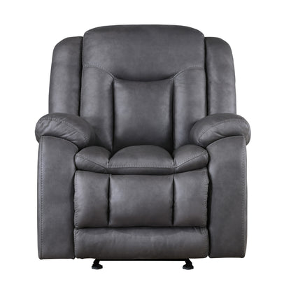 Olaf Manual Glider Recliner Chair, Plush Dark Gray Faux Leather