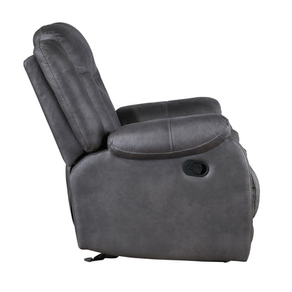 Olaf Manual Glider Recliner Chair, Plush Dark Gray Faux Leather