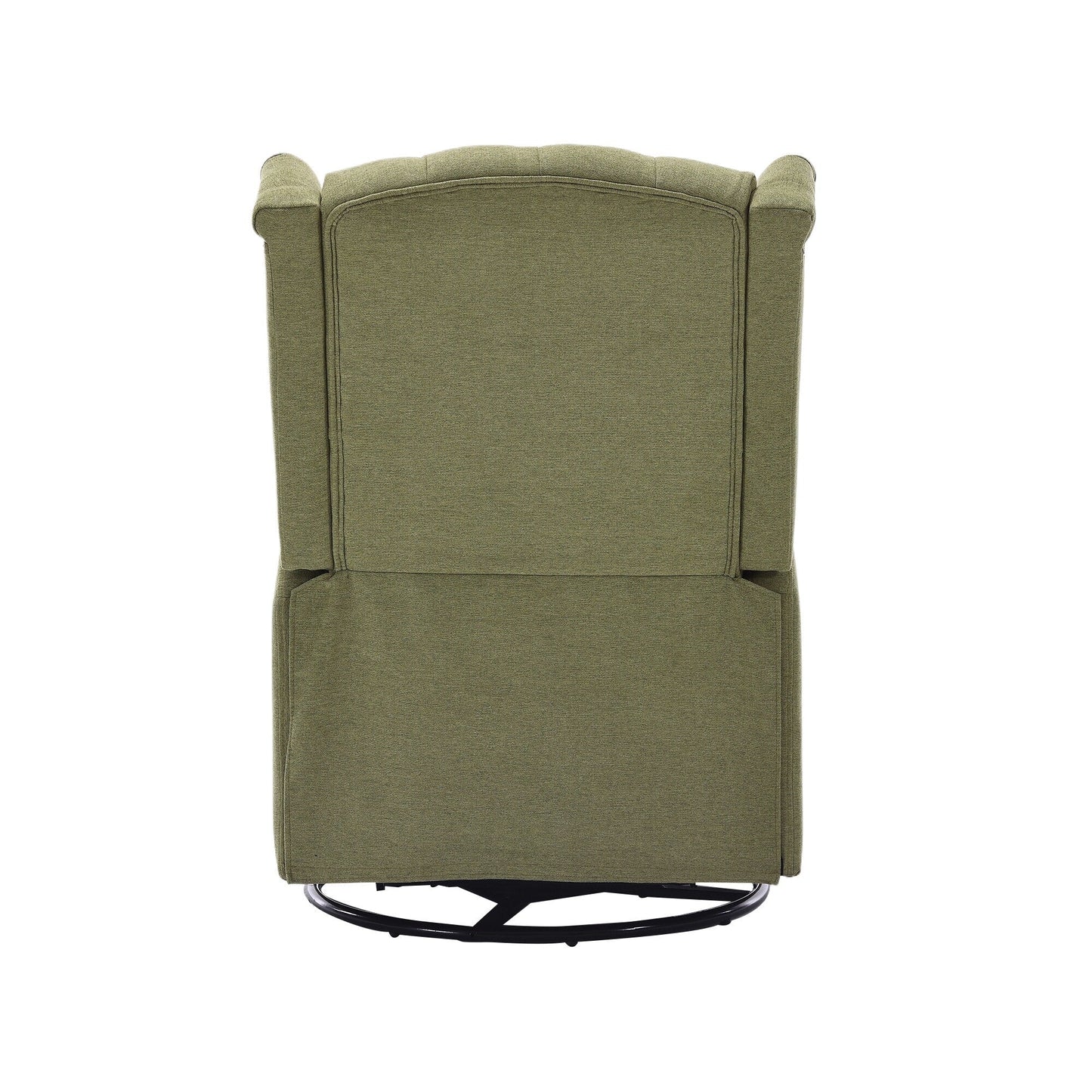 Olive Green Linen 360Â° Swivel Glider Rocker Manual Recliner with Button-tufted Backrest and Footrest for Living Room, Bedroom