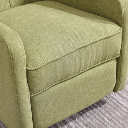 Olive Green Linen 360Â° Swivel Glider Rocker Manual Recliner with Button-tufted Backrest and Footrest for Living Room, Bedroom