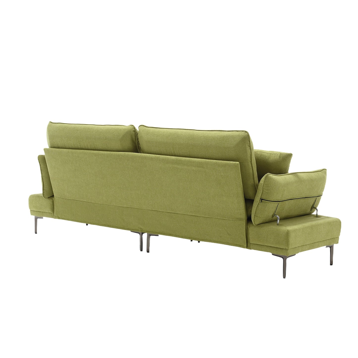 Olive Linen Loveseat Sofa with Adjustable Armrests