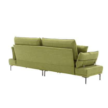 Olive Linen Loveseat Sofa with Adjustable Armrests