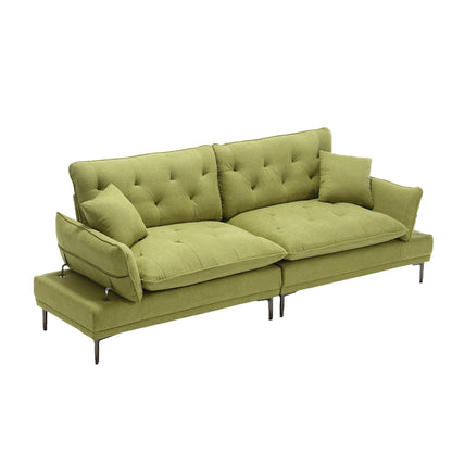 Olive Linen Loveseat Sofa with Adjustable Armrests