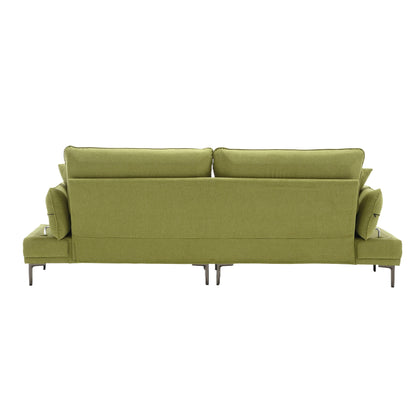 Olive Linen Loveseat Sofa with Adjustable Armrests