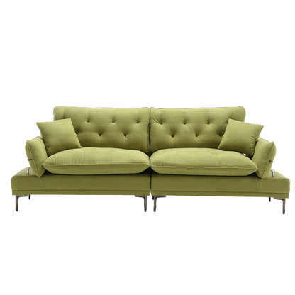 Olive Linen Loveseat Sofa with Adjustable Armrests