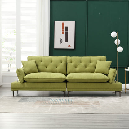 Olive Modern 102.36 Linen Loveseat Sofa with Adjustable Armrests and Tufted Cushions for Living Room