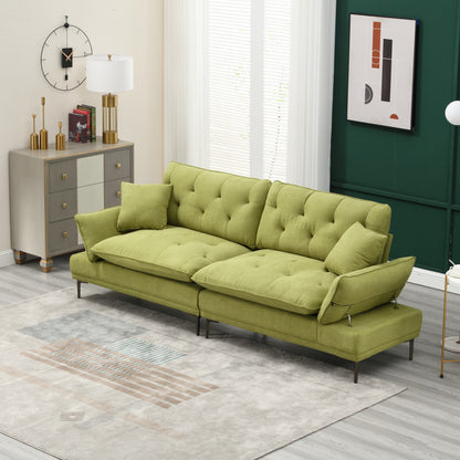 Olive Modern 102.36 Linen Loveseat Sofa with Adjustable Armrests and Tufted Cushions for Living Room