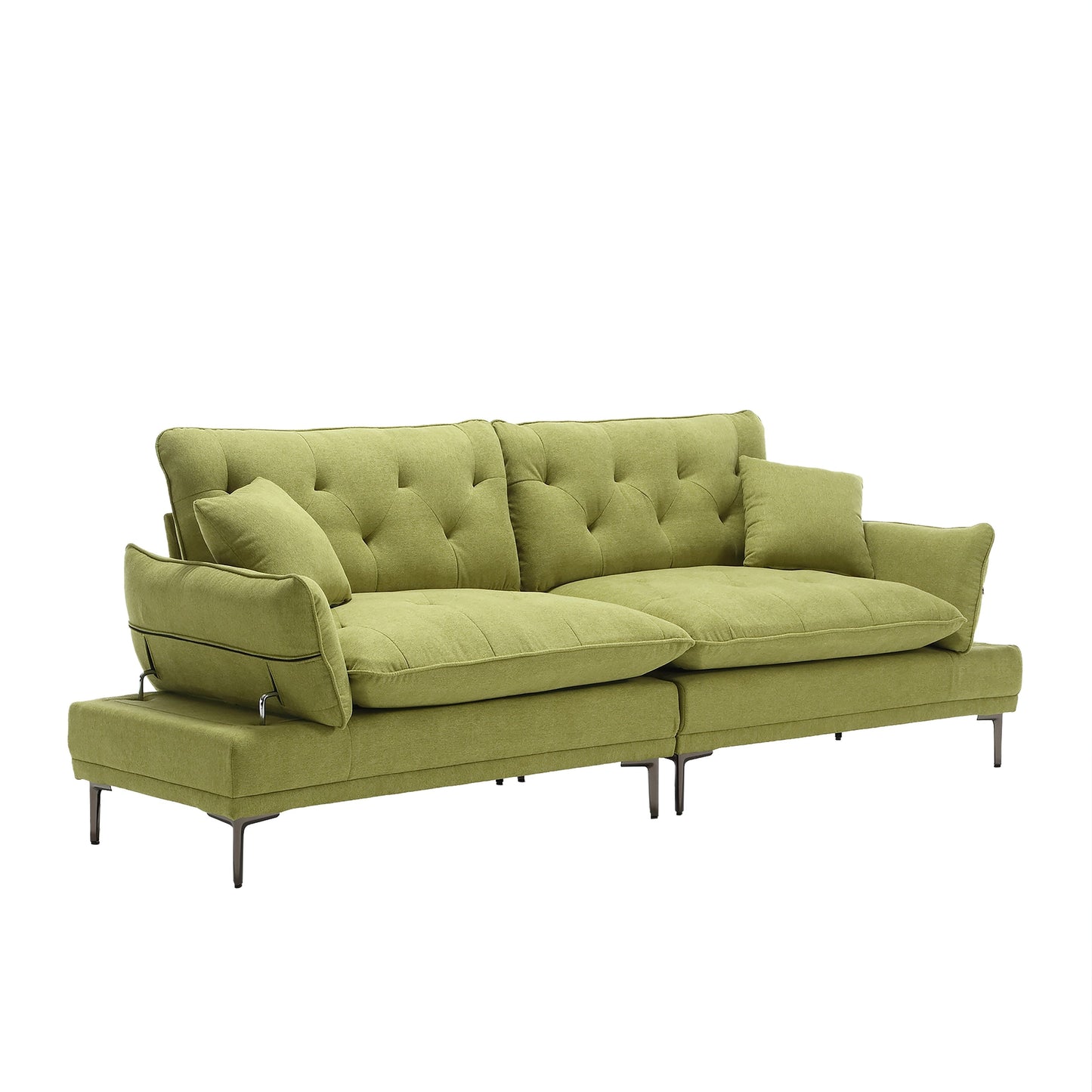 Olive Modern 102.36 Linen Loveseat Sofa with Adjustable Armrests and Tufted Cushions for Living Room