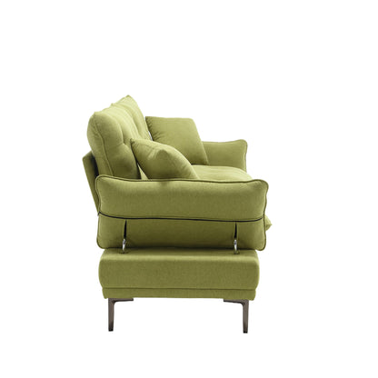 Olive Modern 102.36 Linen Loveseat Sofa with Adjustable Armrests and Tufted Cushions for Living Room