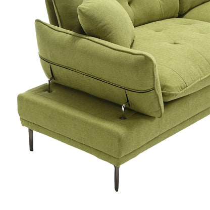 Olive Modern 102.36 Linen Loveseat Sofa with Adjustable Armrests and Tufted Cushions for Living Room