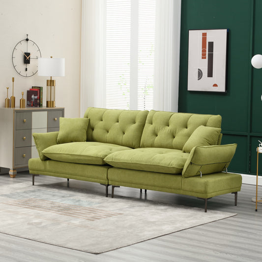 Olive Modern 102.36 Linen Loveseat Sofa with Adjustable Armrests and Tufted Cushions for Living Room