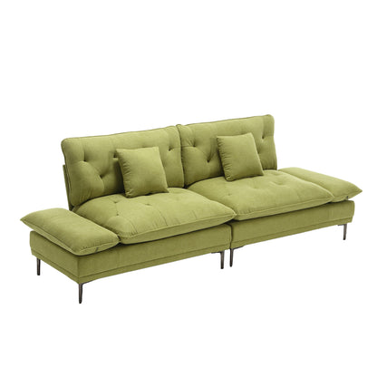 Olive Modern 102.36 Linen Loveseat Sofa with Adjustable Armrests and Tufted Cushions for Living Room