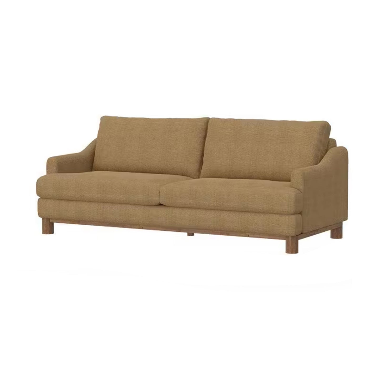 Olum Sofa, 2 Throw Pillows, Modern 85 Inch Cappuccino Brown Polyester