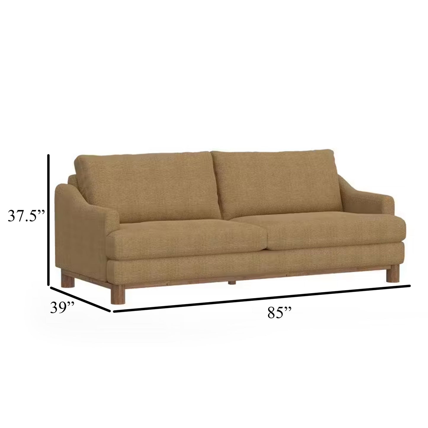 Olum Sofa, 2 Throw Pillows, Modern 85 Inch Cappuccino Brown Polyester